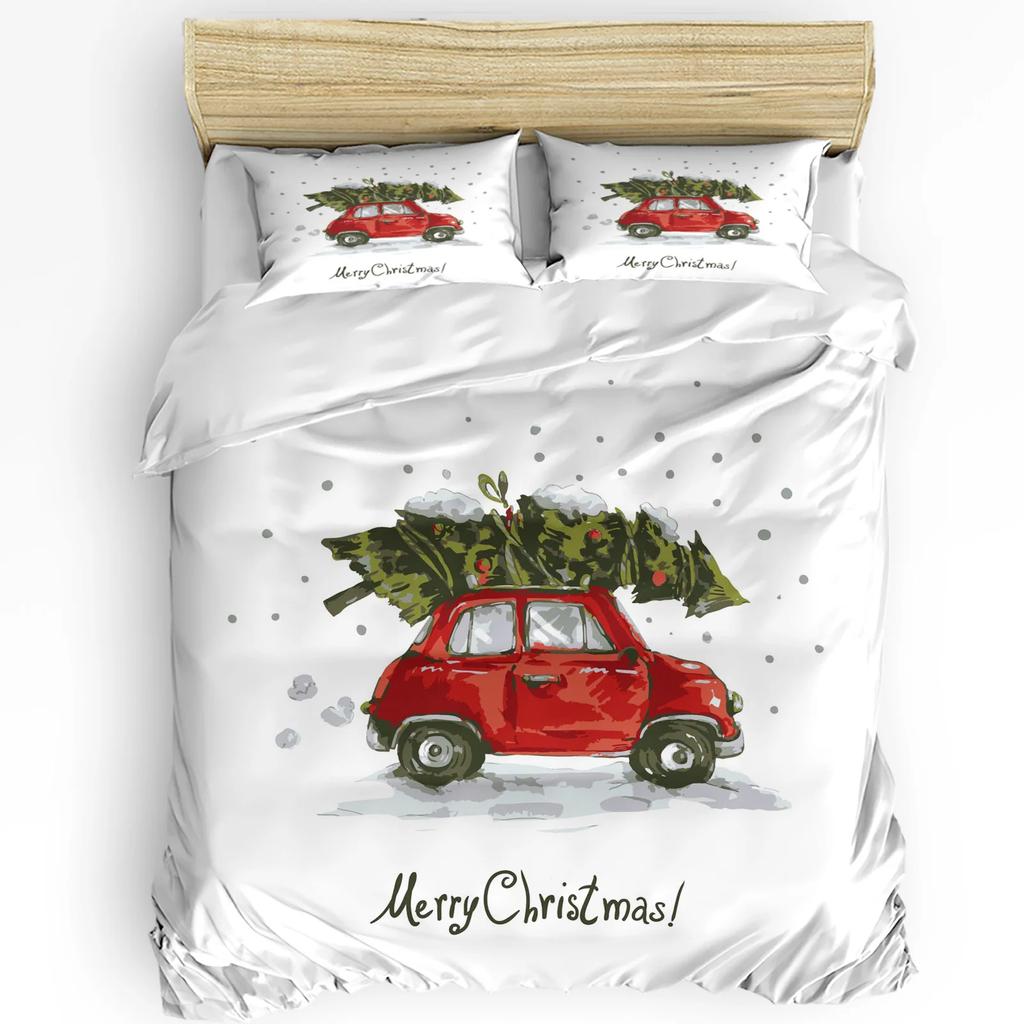 Winter Themed Snowman Christmas Tree Duvet Cover Bed Bedding Set Home Quilt Cover Pillowcases Bedroom Bedding Set No Sheet