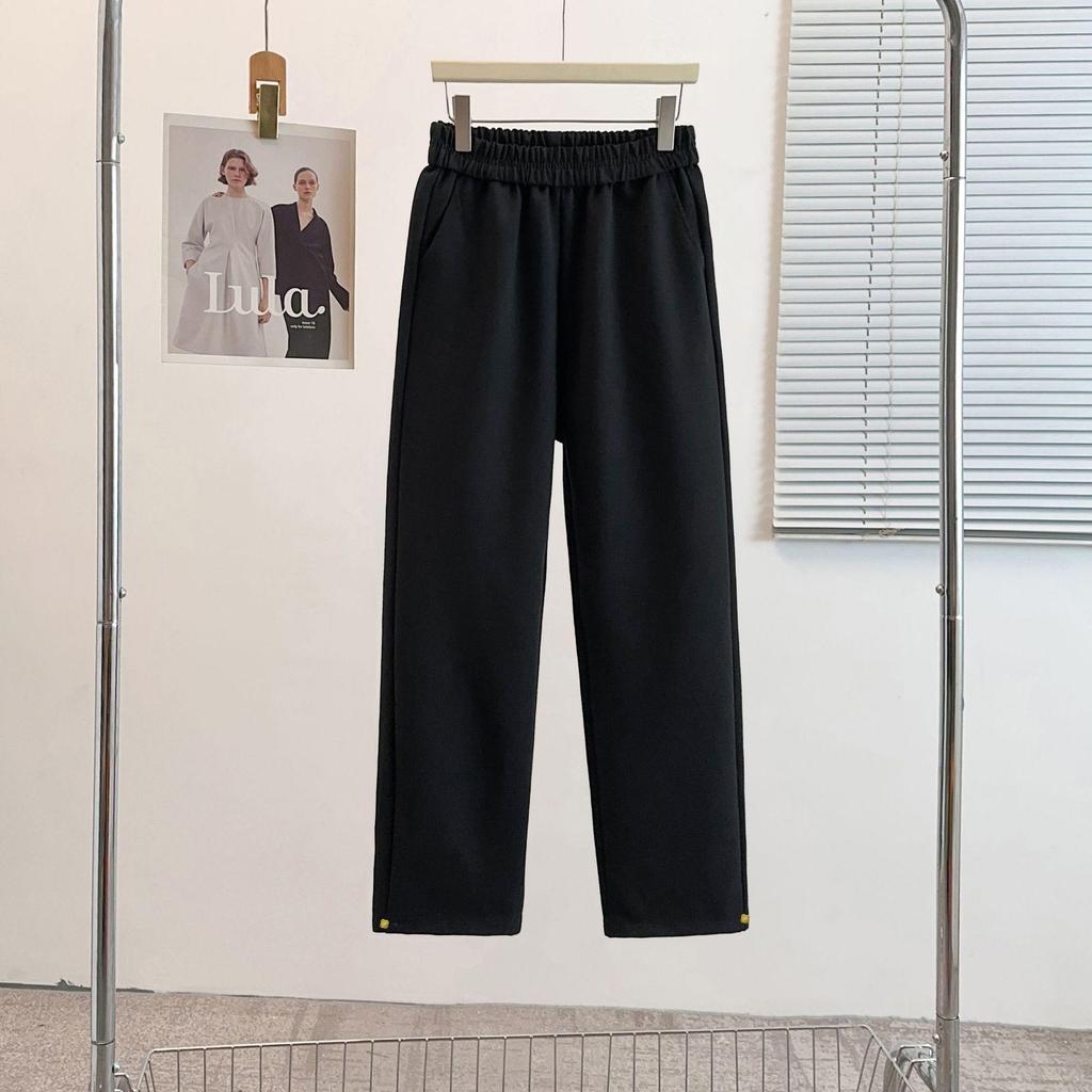 Pantalones Casuales Adelgazantes Negros de Primavera Temprana - Moda para Mujer Tallas Grandes 300 Jin MM