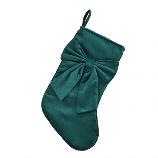 Festive Ornament for Wall Hanging Soft Velvet Christmas Stocking Fireplace Decor, Large Gift Bag Holiday Party Decoration Supplies with Bow,