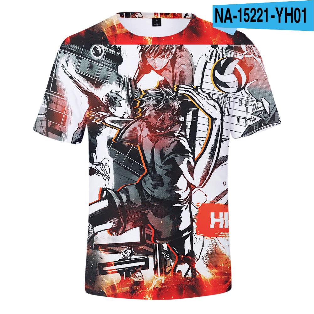 Summer Round Neck 3D Anime Print Top Fashionable Casual Short Sleeved Men's T-shirts