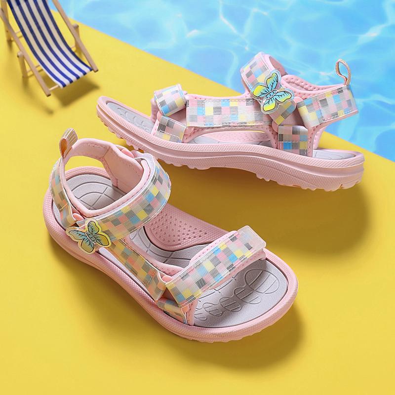 

Cute Girls Pink Soft Sole Flat Sandals Summer Breathable Kids Baby Sport Sandals Outdoor Beach Shoes Walking Size 25-38 25 розовый