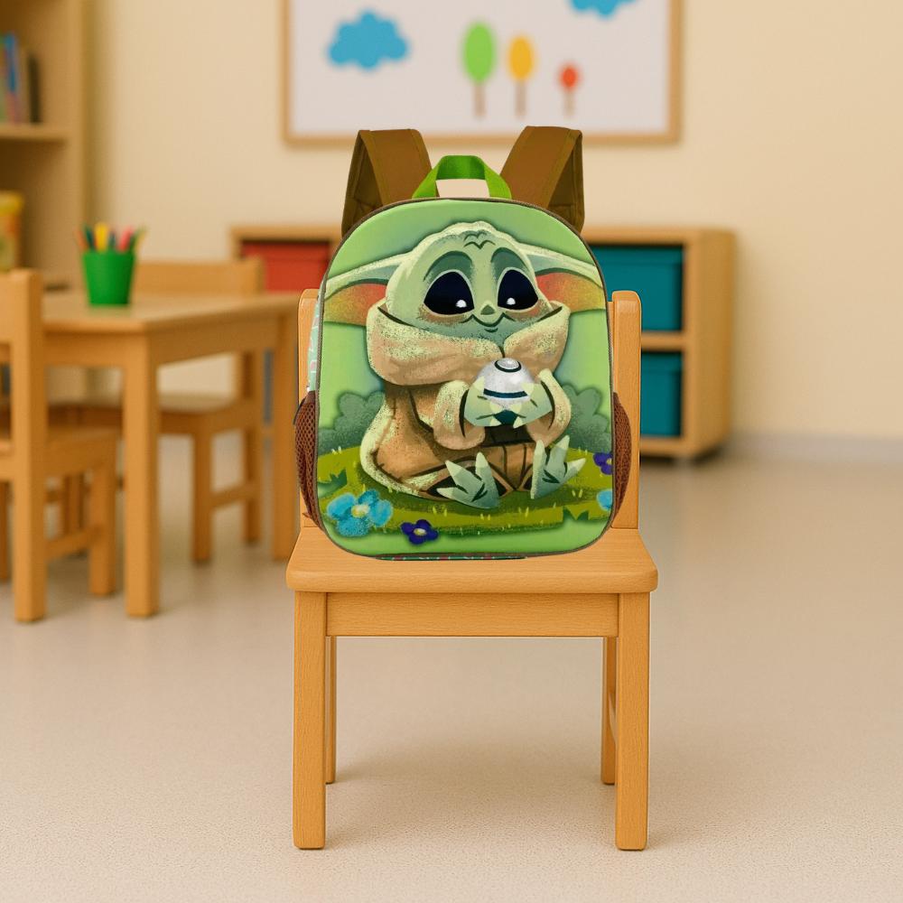 3D Preschool Backpack Single Compartment Grogu, Baby Yoda Green 26X31X11Cm