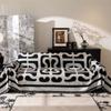 Camping Picnic Black White Mat Throw Blankets for Living Room Sofa Couple Position Modern Throw Color Block Blanket Cover