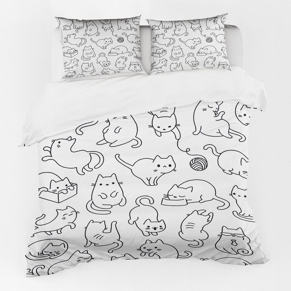 Color Abstract Cat Bedding Three-Piece Quilt Cover