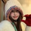 Plush Knitted Y2k Drawstring Hat New Design Pullover Beanie Hat Winter Crossbody Bag-hat  Women