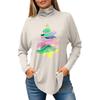 Women's Fashionable Loose-Fit High-Neck T-Shirt With Christmas Print Long-Sleeved Top