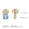 Umcho Natural Sky Blue Topaz Stud Earrings For Women Yellow 925 Sterling Silver Earrings Female Love Gift Fine Jewelry