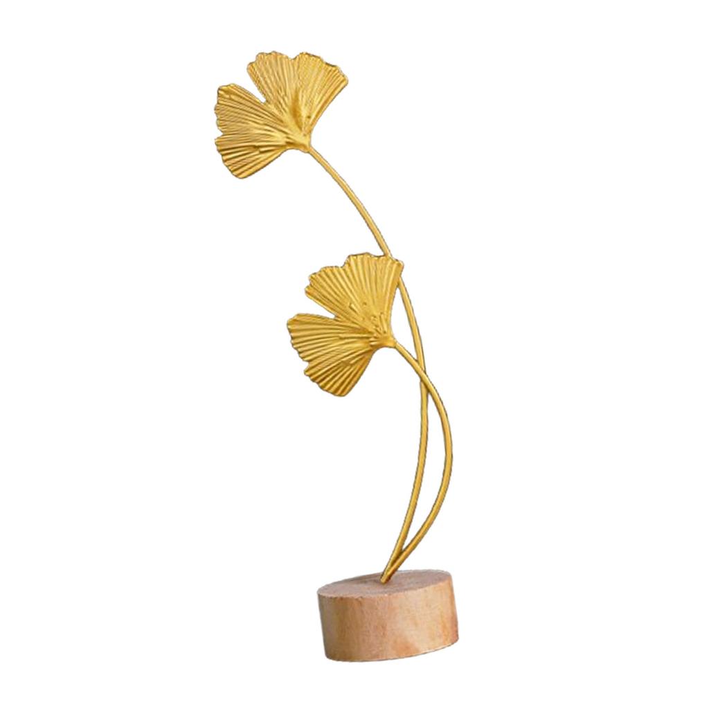 Goldene Ginkgoblatt-Statue Dekorative Moderne Eisen-Ginkgoblatt-Desktop-Ornament für Tischplatte Eingangsbereich