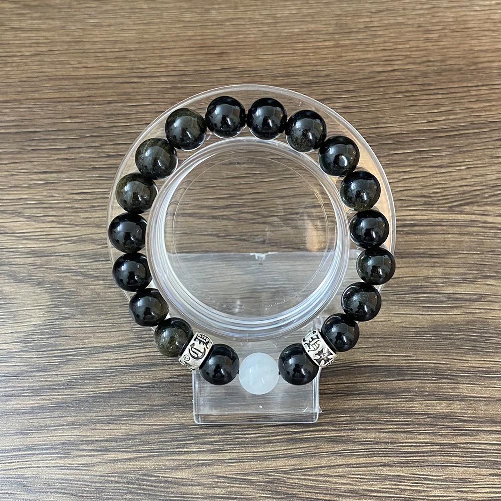 

Браслет Kroxin из золотого обсидиана с пиксю: Модные украшения из счастливых бусин для пар 18 cm