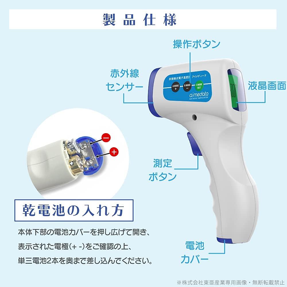 Electronic Thermometer Eye Medita Aimedata Infrared Thermometer 32 Times Recording Large LED LCD Screen 2 Measurement Modes Automatic Power Off White