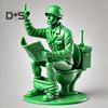 Zielona figurka żołnierza toaleta czytająca gazetę sikający człowiek żywica statua rzeźba model zabawka dom biuro dekoracja pulpitu ozdoba