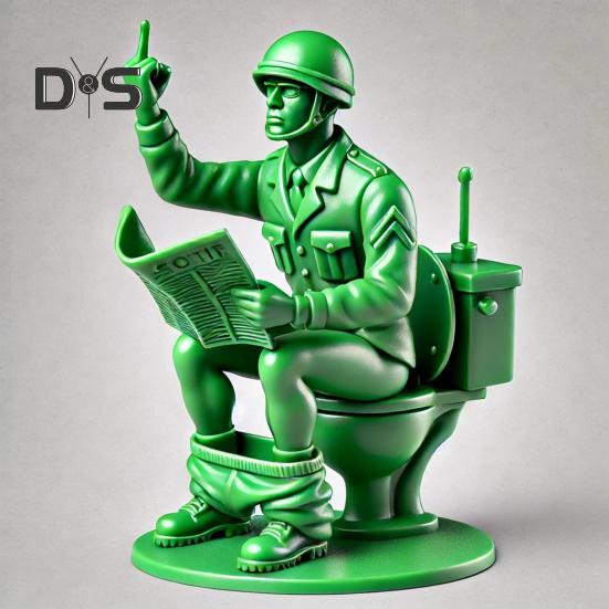Zielona figurka żołnierza toaleta czytająca gazetę sikający człowiek żywica statua rzeźba model zabawka dom biuro dekoracja pulpitu ozdoba