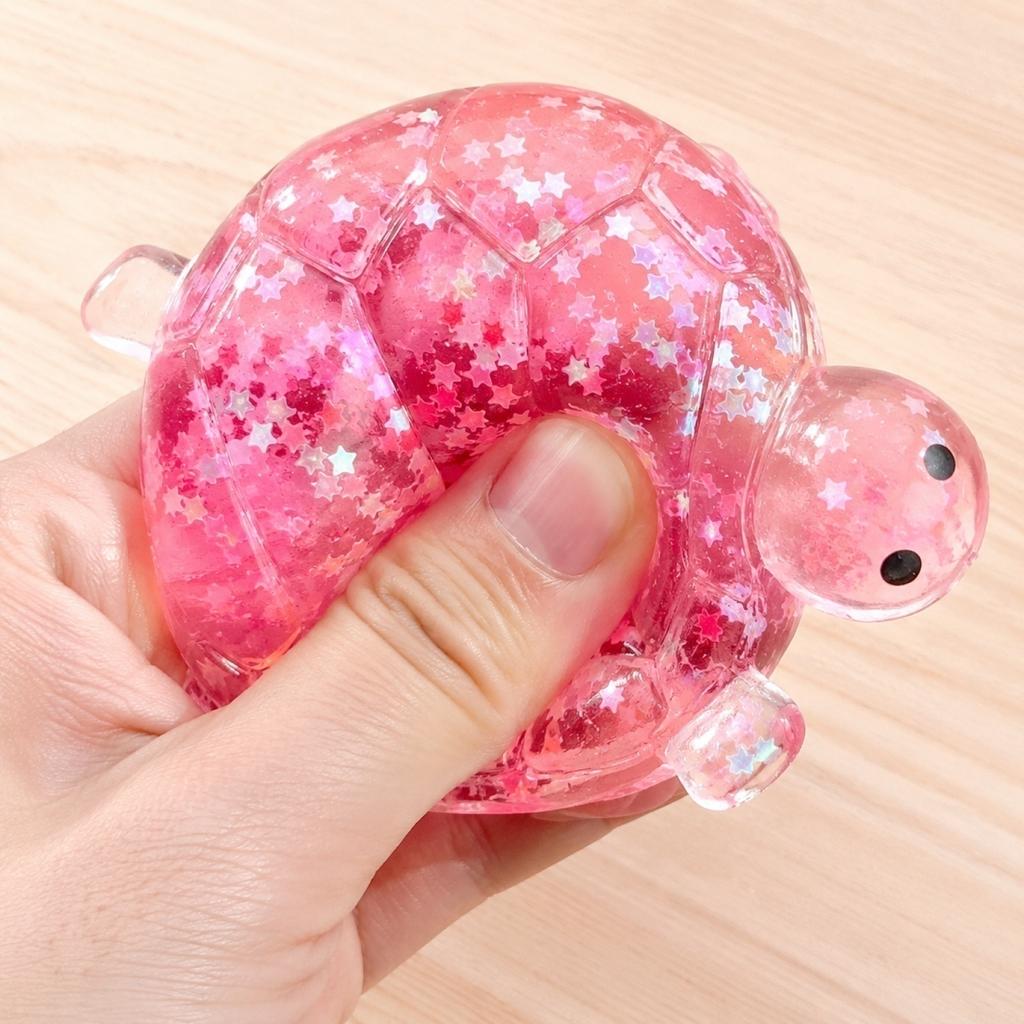 Turtle Shape Sequined Squeeze Toy for Stress Relief Transparent Shell with Glittery Filling and Soft Material for Hand Comfort