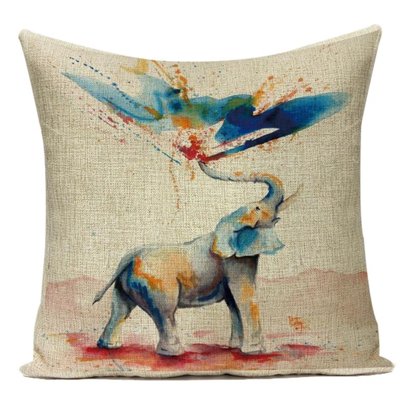 Vintage Style African 3D Animals Elephant Decorative Pillows Case Polyester Sofa Cushion Cover For Living Room Decoration
