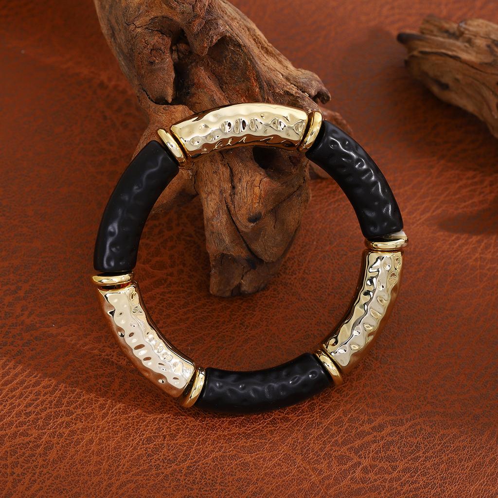 Fashion Personalized New Product Pleated Texture Pipe Bend Bracelet Curved Bamboo Tube Multi-Color Retro Marble Pattern Bracelet