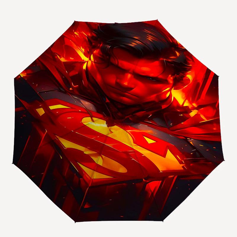 

1pc Superman Fire Automatic Folding Umbrella - Compact 8-Rib Design, Durable Plastic & Iron1354L