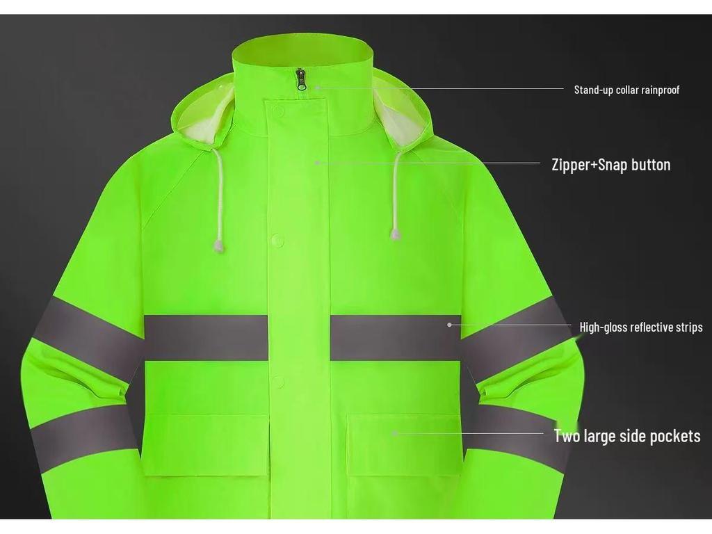 Duty Reflective Raincoat & Pants Set for Traffic and Sanitation Patrol