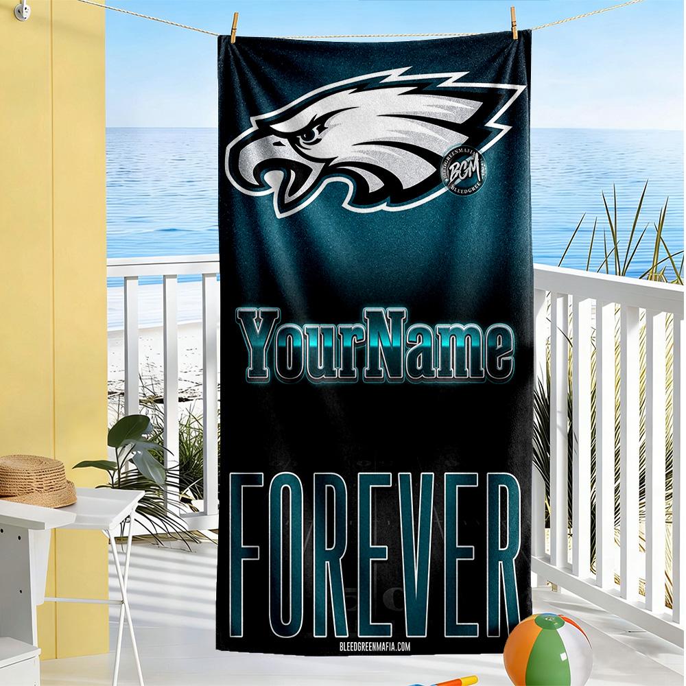 Philadelphia Eagles Personalized Text Beach Towel High Absorbency Quickdry Portable For Swimmingbeachcamping Travel Beach Accessoriesgym