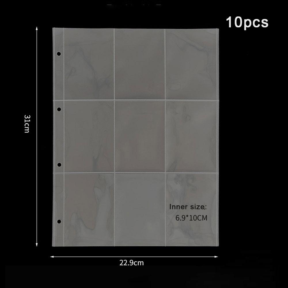 A4 Clear 10 Pcs Photo Album Refill Pages File Protector 4/11 Holes 6×4 8×10 4/11 Ring Binder Photocards Postcard Card Notebook