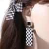 Korean Style Checkerboard Rectangle Women Earrings Dangle Earrings Ear Studs Checkerboard Earrings