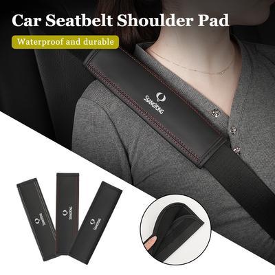 Car Seat Shoulder Pad Leather Safety Belt Protector Cover Accessories For SsangYong Actyon Korando Rexton Kyron Rodius Tivoli Mu