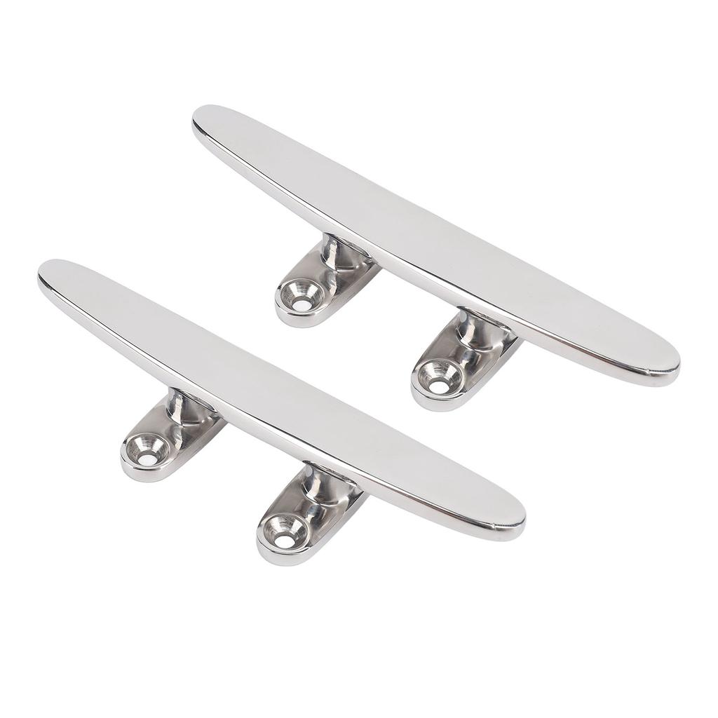2Pcs 6in Boat Cleat 316 Stainless Steel Heavy Duty Flat Marine Grade Rope Cleat for Yacht Speedboat Cargo Ship