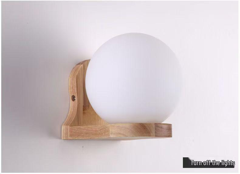 Nordic Solid Wood LED Wall Lamp for Bedroom, Hotel, Stairwell, Corridor