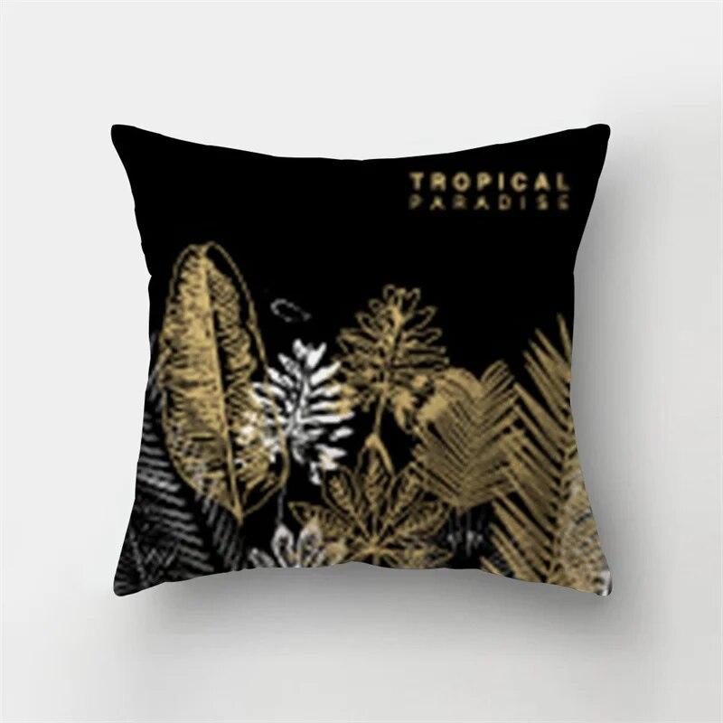 45x45cm Geometric Square Pillowcase Tropical Plant Leaves Short Plush Cushion Cover Sofa Office Seat   Home Decor