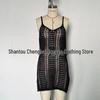 European and American Women's See-Through Spaghetti Strap Knit Beach Dress