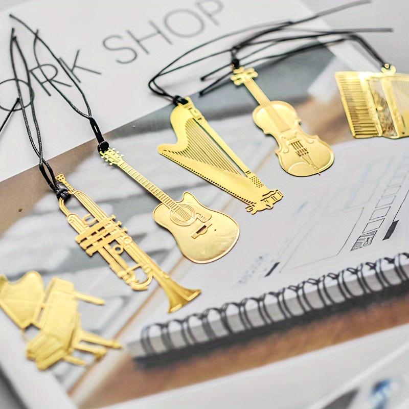 1pc Music-Inspired Metal Bookmark - Unique Instrument Design for Book and Music Lovers, Piano,Guitar,Organ,Harp,Violin, Trumpet Options Available