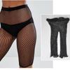 Womens Sexy 1/3 Fishnet Pantyhose Anti Chafing Footless Black Small Mesh Fishnets Tights Fish Net Stockings