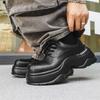 Sapatos Casuais Masculinos de Couro com Solado Grosso Aumento Tênis Masculino Moda Homem Sapatos Oxfords Calçados Formais