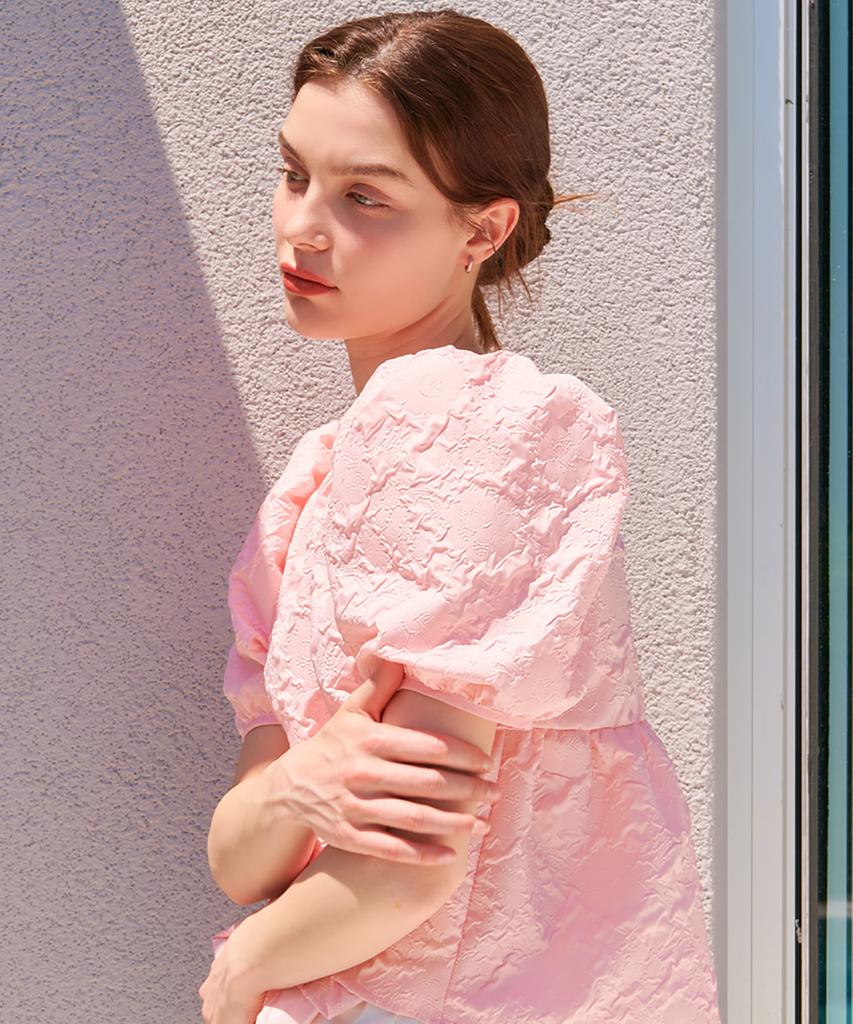 Kamino Summer Puff Short Sleeve Blouse Pink