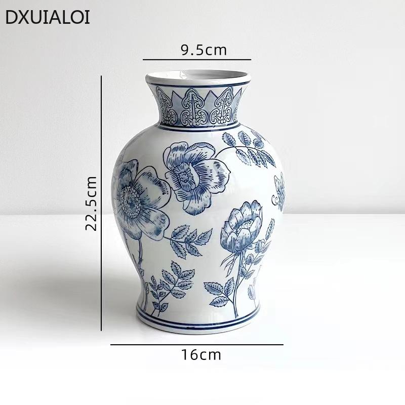 Jingdezhen Ceramic Vase  Blue and White Porcelain Vase Hydroponic Flower Apparatus Home Decoration Accessories Desktop Ornaments