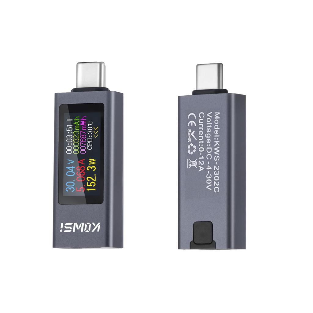 DiyStudio 240W USB Strom- und Spannungs-Doppelmesser USB C Multimeter Bidirektionaler Stromtest Mobiles Laden USB Keine Treiber oder Software Plug and Play