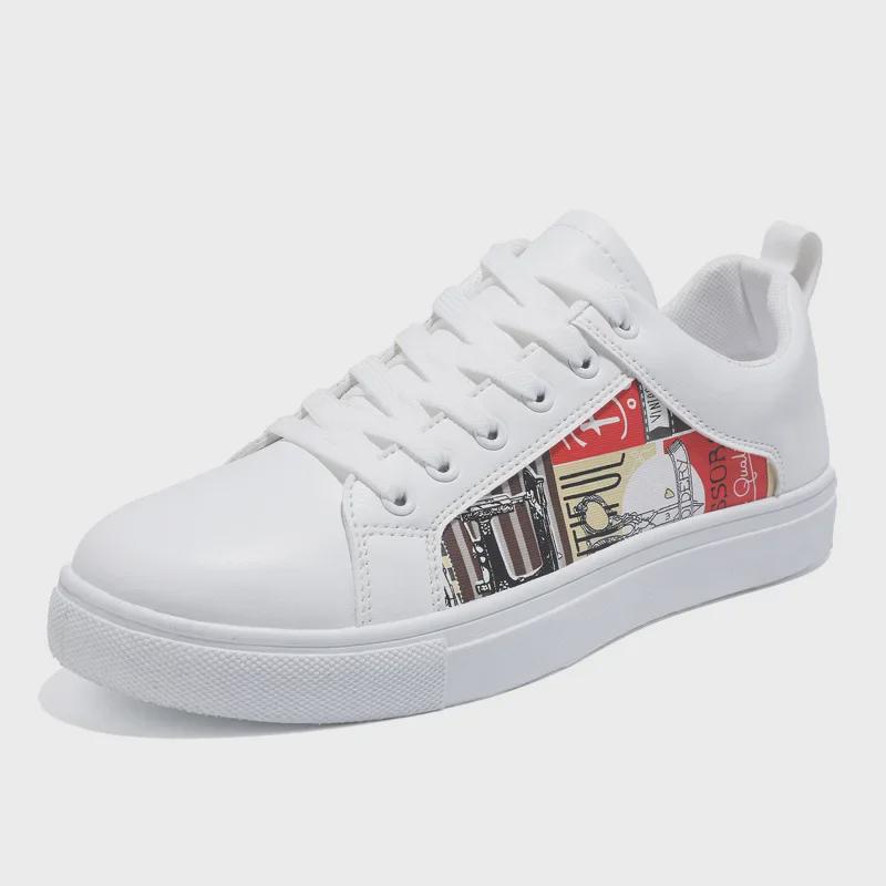 Large Size Versatile Men's Korean Style Low-Top Sneaker Casual White Shoes