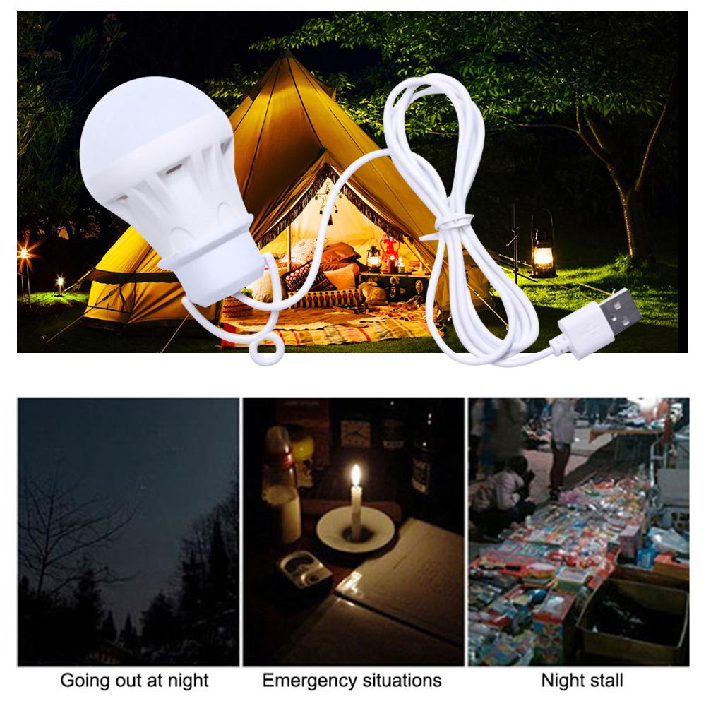 Powerful LED Camping Lantern Portable USB Tent Light 5V 50cm/19in Flashlight Bulb with Powerbank for Desk Bedside Tent Use