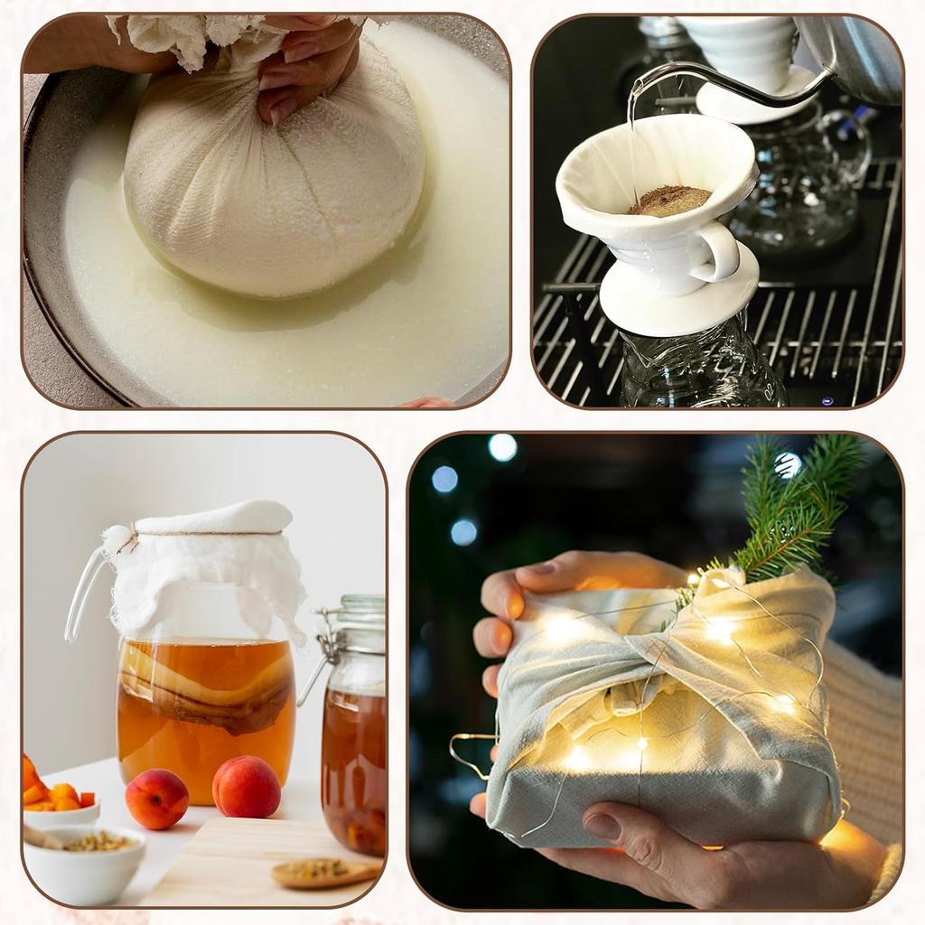 5PCS Cheese Cloths, 20x20 Inch Reble Cheesecloth for Straining, Unbleached Cotton Fine Mesh Muslin Cloth, Precut Muslin Cheesecloth for Cooking,
