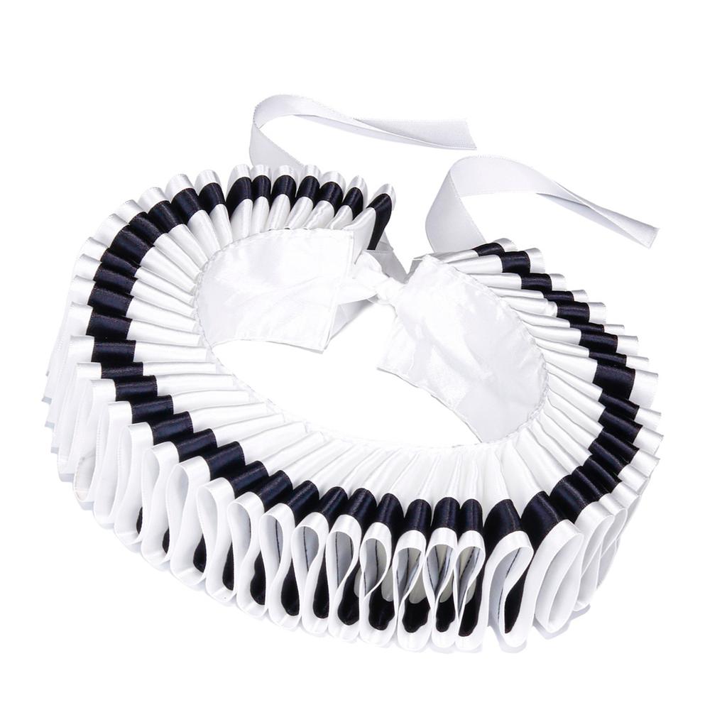 Renaissances Black Edging Ruffled Neck False Collar Victorian Clown Choker Scarf and Wrist Cuffs Set for Cosplay Costume