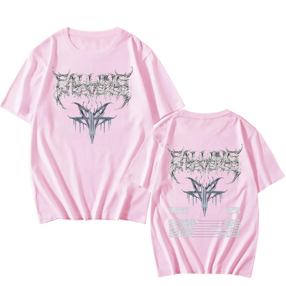 

Футболки Falling In Reverse ЄВРОПА 2025 ФЕСТИВАЛІ Поп Метал Вуличний одяг Подарунок для фанатів Унісекс Футболка Вільні Повсякденні Бавовняні Топи XXL рожевий