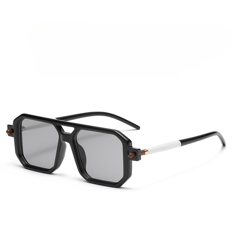 Vintage Square Sunglasses for Men Women  Retro Double Bridge Male Sun Glasses Eyewear Trendy Luxury Brand Design