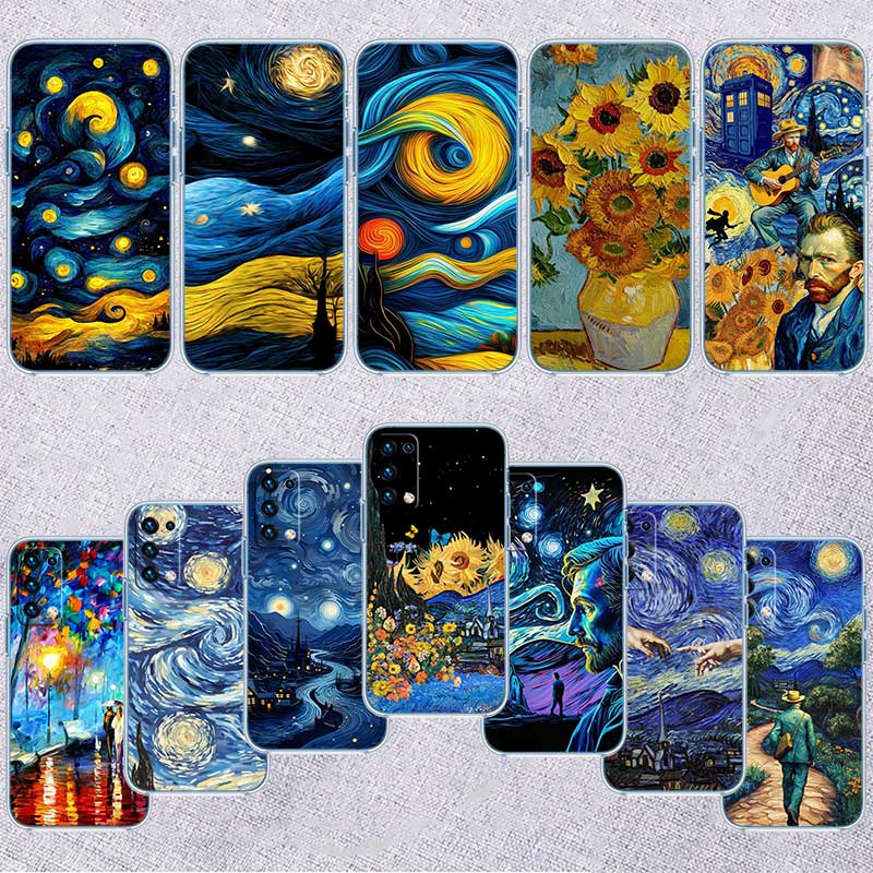 RE55 Starry Night Van Gogh Painting Phone Case for Motorola Moto Edge 20 30 40 50 S30 Fusion Ultra Pro Neo Lite + G200 G23