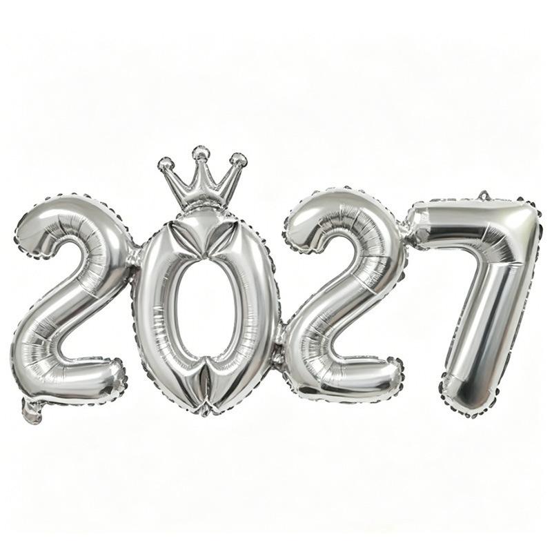 2027 Conjoined Foil Balloons Multicolor Number Design for New Year Party Graduation Ceremony Decoration