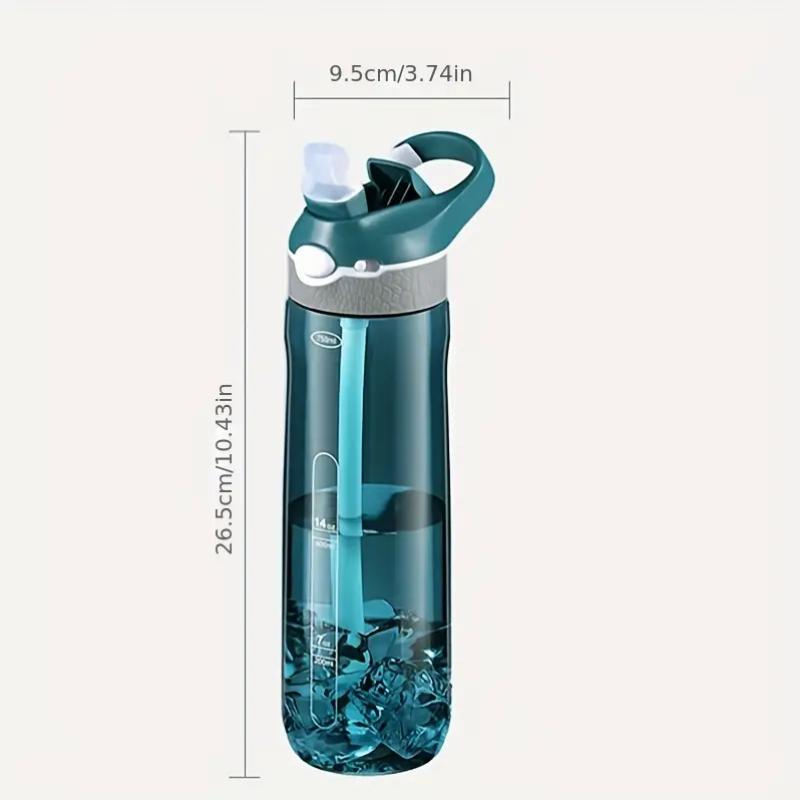 750ml Sportovní láhev na vodu - Hydratace na cestách s praktickým brčkem, ideální pro kempování, turistiku, bez BPA a bezpečná
