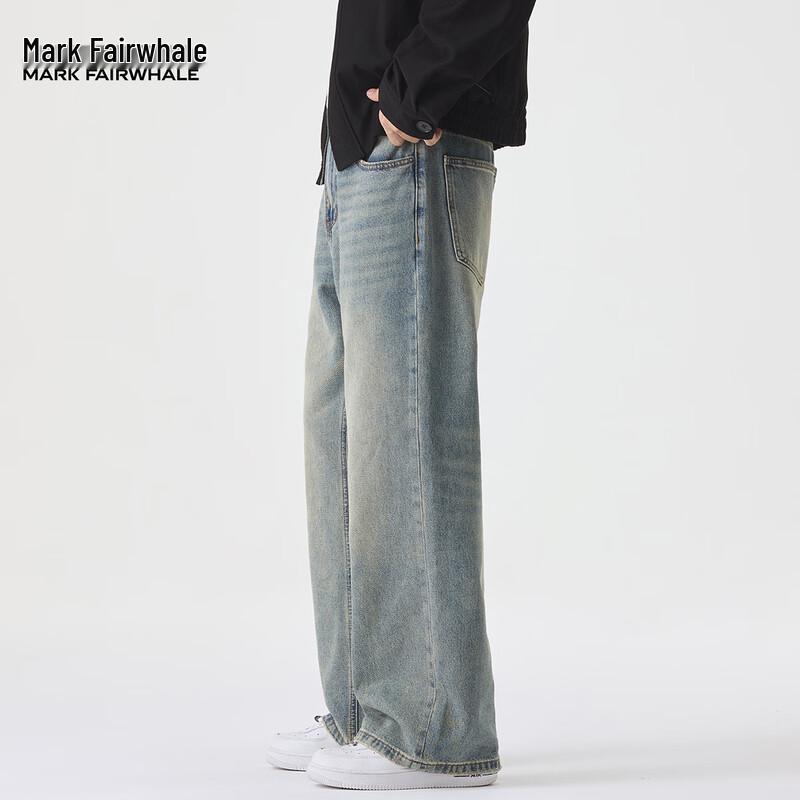 Mark Fairwhale Men's American Retro Distressed Straight Fit Jeans