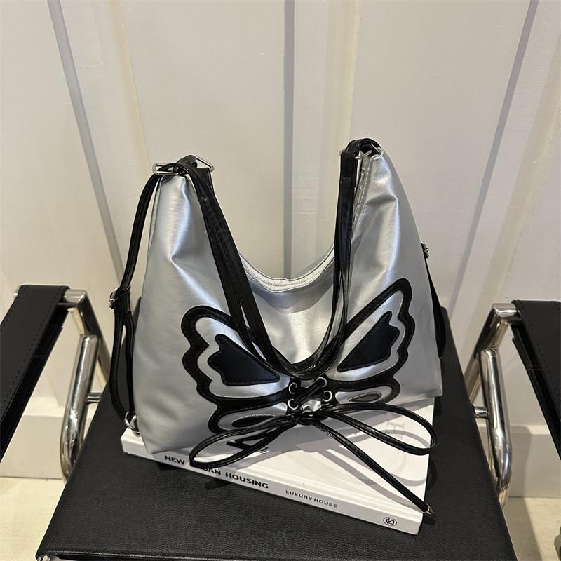 Fashionable Metallic Butterfly Womens Backpack 2024 New Versatile Shoulder Bag