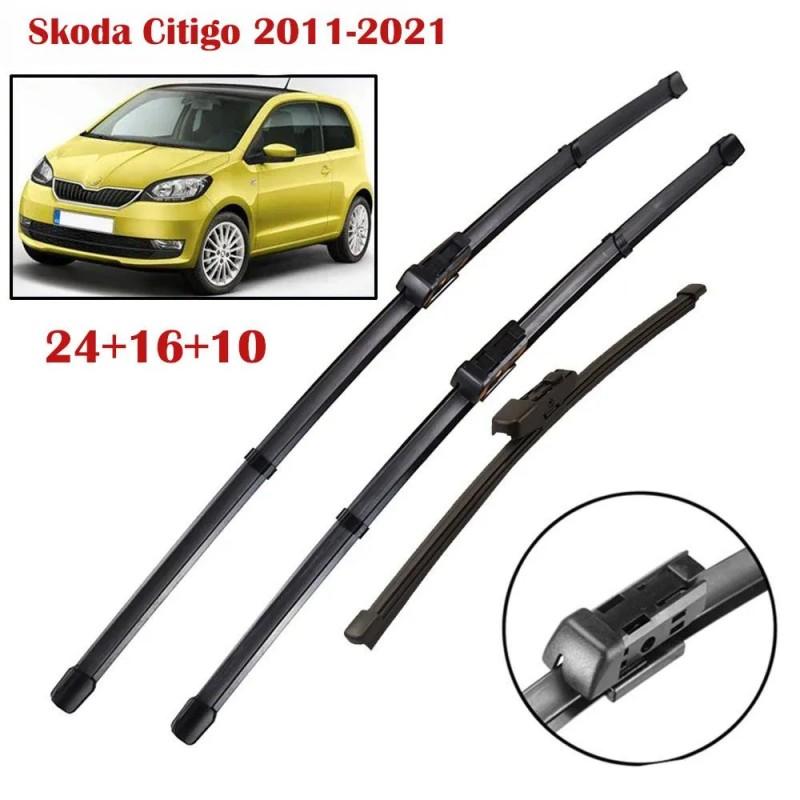 24 +16 +10  Front & Rear Frameless Wiper Blades for Skoda Citigo 2011-2021, VW Up, Seat Mii, Skoda Fabia, VW Polo чёрный