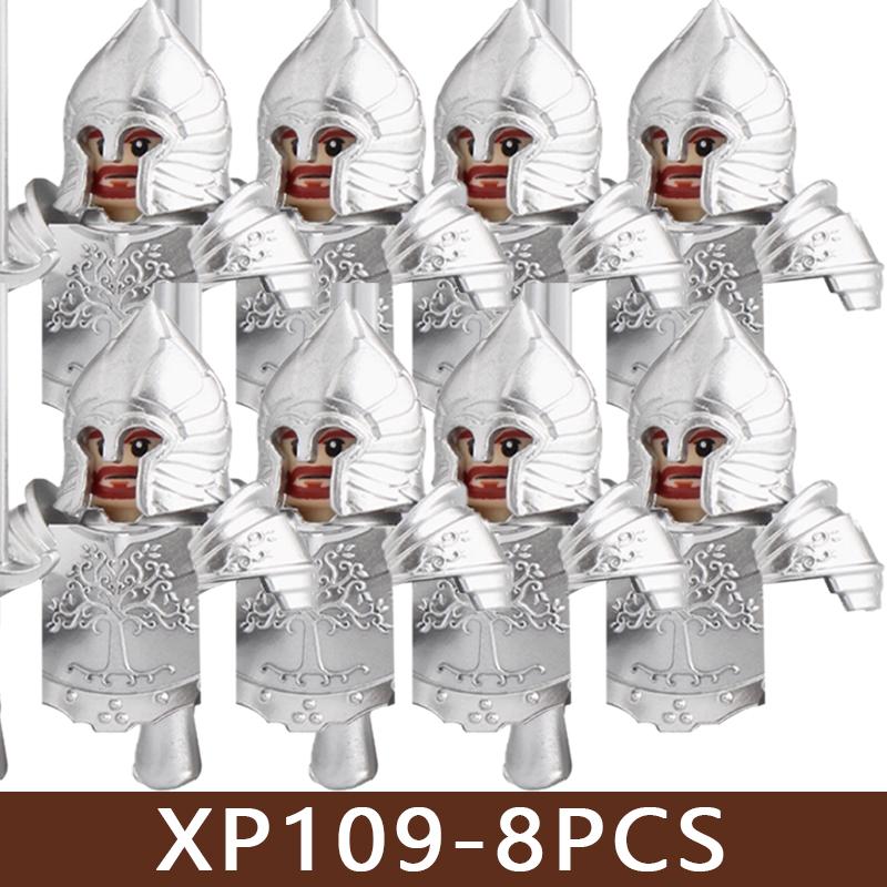 Medieval Castle Soldier Figures Building Blocks Military Dragon Knight Guard Armored Warrior Infantry Sword Spear Bricks Toy Boy