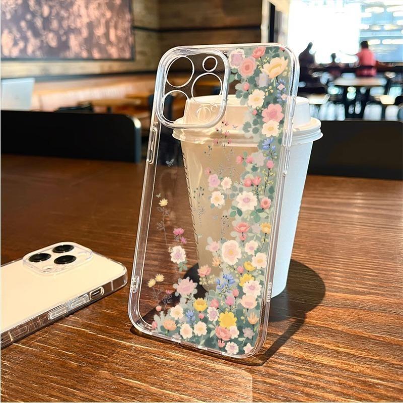 Shockproof Transparent Floral Phone Case for iPhone 17 17E 16 16E 15 14 13 12 11 Air Pro Max Plus Anti Scratch Anti Yellow Cover