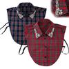 Classic Plaid Women Red Rhinestone Fake Collar High Elasticity Decorative Collar  for Women's Wear